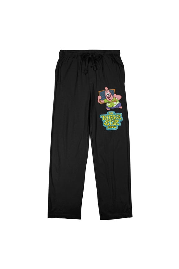 The Patrick Star Show Patrick & Logo Men's Black Sleep Pajama Pants-Small