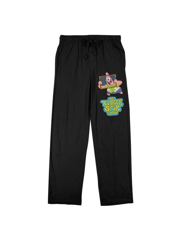 The Patrick Star Show Patrick & Logo Men's Black Sleep Pajama Pants-XXL