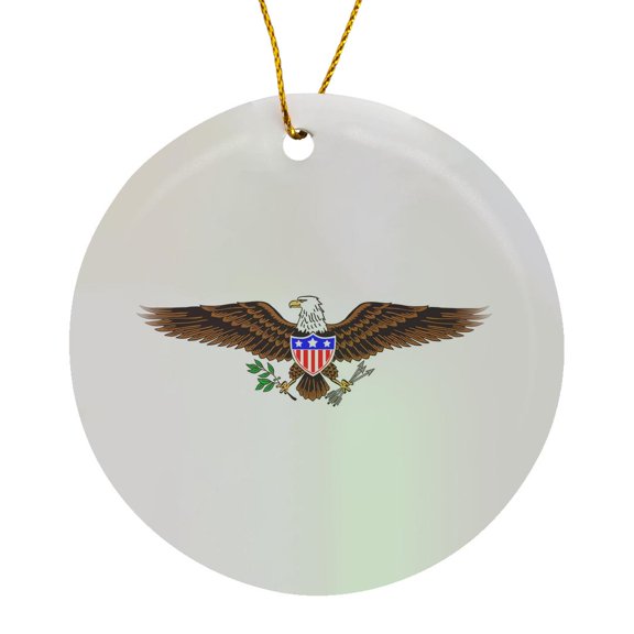 3drose, the Patriotic American Eagle Seal Symbol with the Usa Shield., Circle Porcelain Ornament