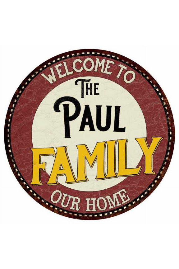 The Paul Family 14" Round Metal Sign Kitchen Game Room Decor 100140038402