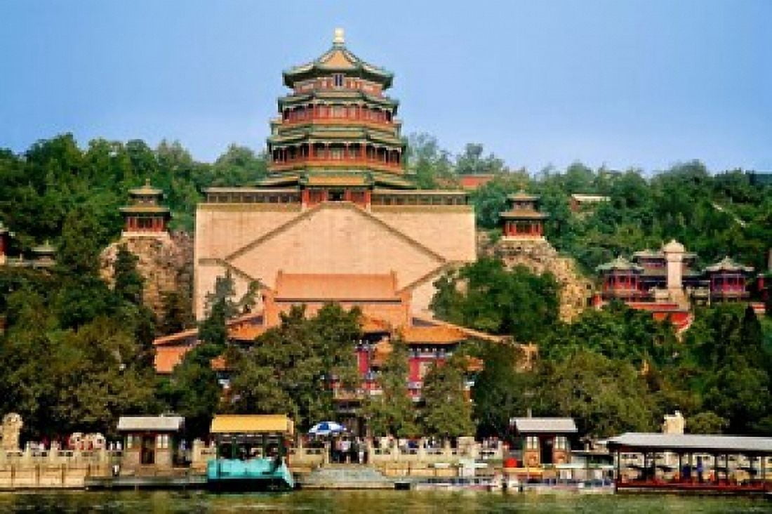The Pavilion of Buddhist Fragrance at the Summer Palace Beijing China Canvas Art - Miva Stock DanitaDelimont (30 x 20)