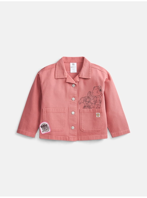 Paw Patrol Movie Toddler Girls' Front Back Graphic Shacket with Long Sleeves, Sizes 12M-5T
