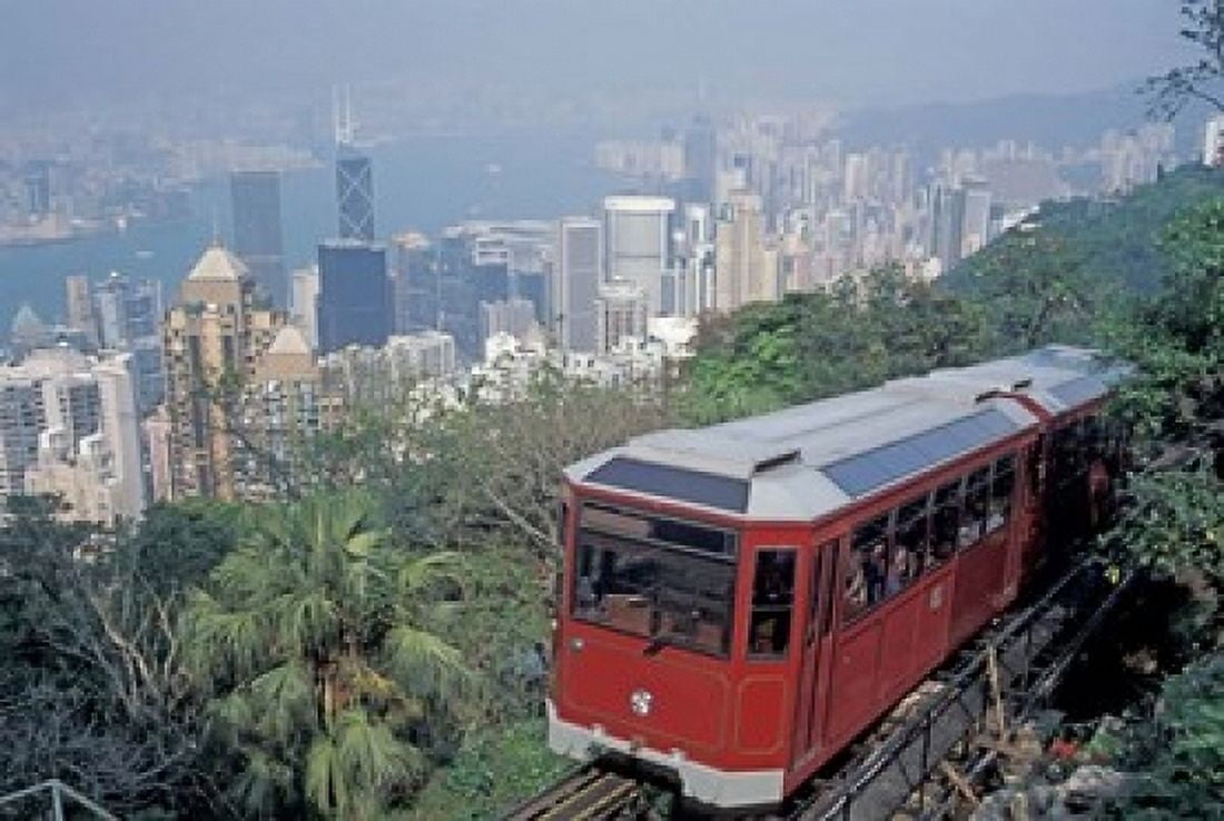 The Peak Tram Victoria Peak Hong Kong China Canvas Art - Brent Bergherm DanitaDelimont (24 x 15)