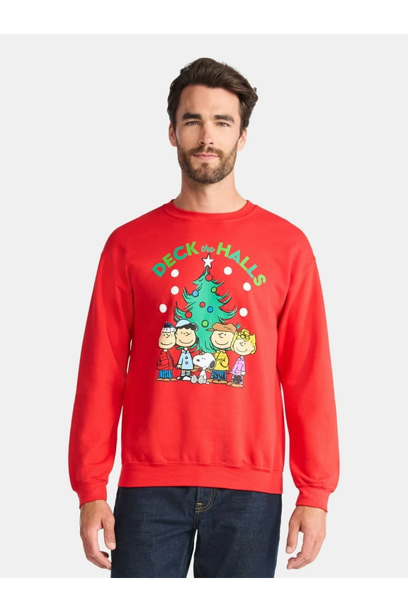 Deck the Halls Men's and Big Men's Holiday Graphic Fleece Sweatshirt, Sizes S-3XL