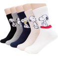 thumbnail image 1 of The Peanuts Snoopy Women and teen girls Cartoon Character Series Licensed Socks Assorted Colors 5 Pack Set Collection, 1 of 7