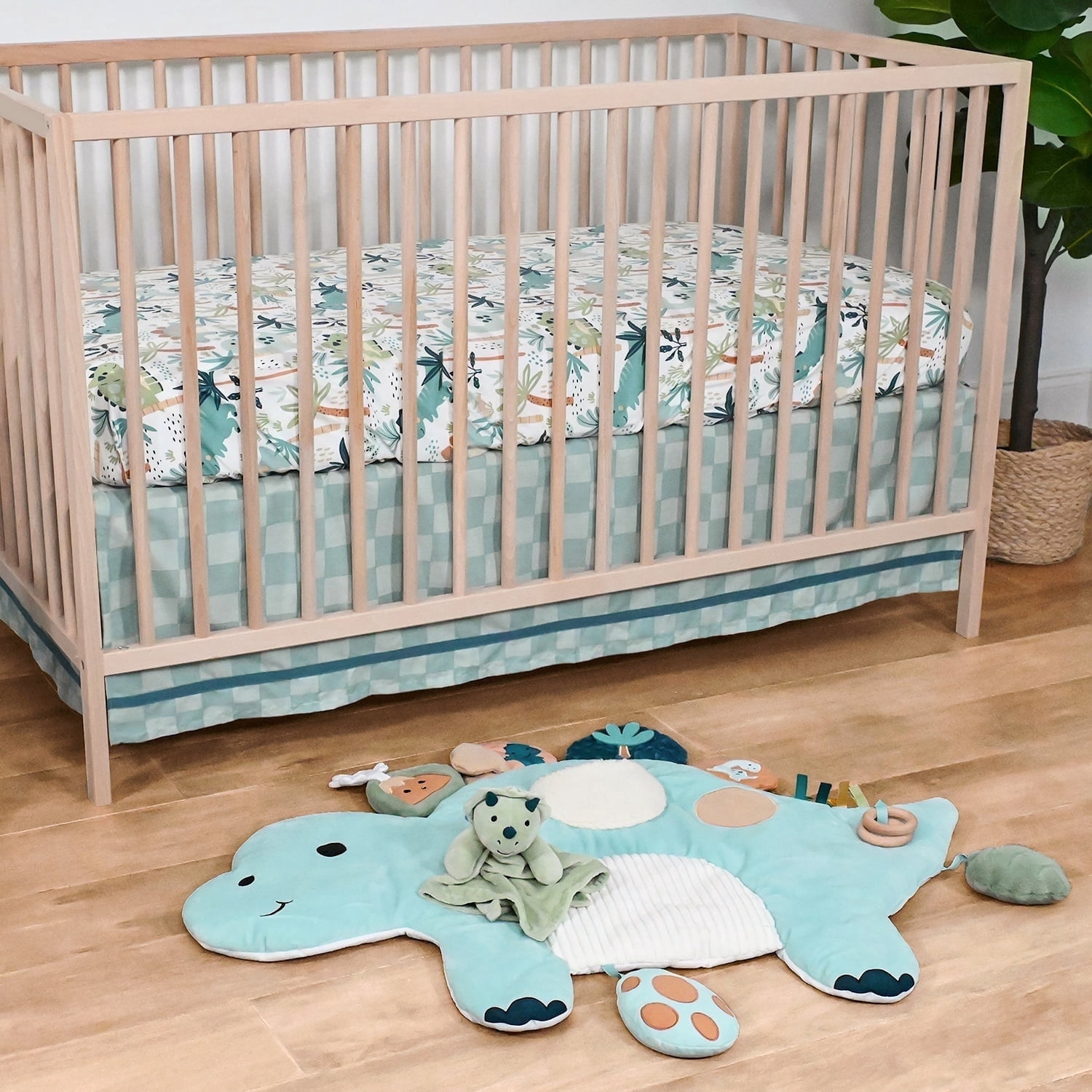 The Peanutshell 4-Piece Dino Full Nursery Set with Tummy Time Mat ...
