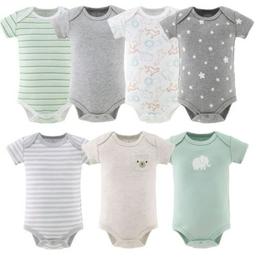 The Peanutshell Baby Bodysuit Pack with Safari Design, Unisex Baby Clothes for 9-12 Months, 4-Pack