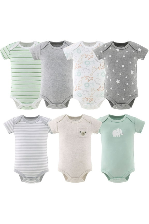 Baby Bodysuit Pack with Safari Design, Unisex Baby Clothes for 9-12 Months, 4-Pack