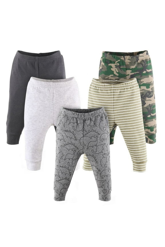 Baby Boy Pants Set, 5 Pack, Camo & Dino
