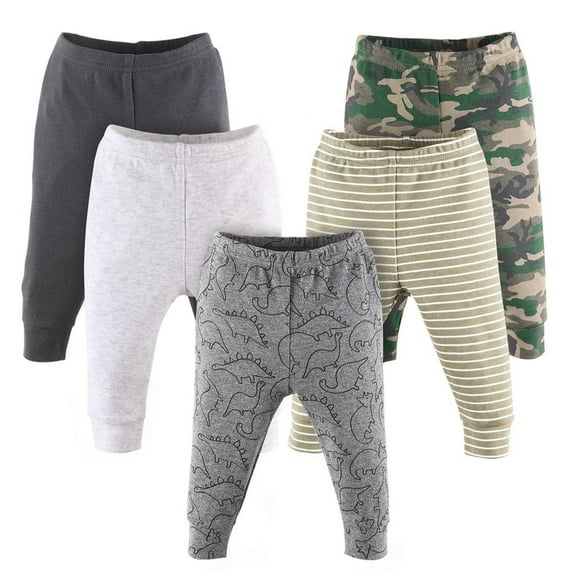 The Peanutshell Baby Boy Pants Set, 5 Pack, Camo & Dino