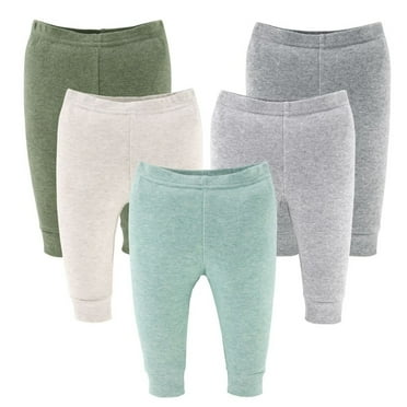 The Peanutshell Baby Boy and Baby Girl Pants, Soft Heather Neutrals Unisex Pull On Pants for Newborns, 5-Pack