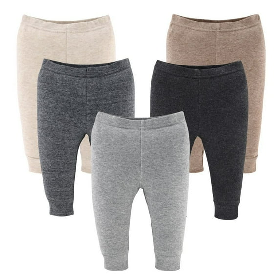 The Peanutshell Baby Boy and Baby Girl Pants, Unisex Pull On Pants for 12-18 Months, Earthy Neutrals, 5-Pack