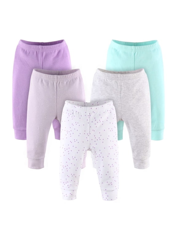 Baby Boy or Baby Girl Pants Set, 5 Pack, Pastel