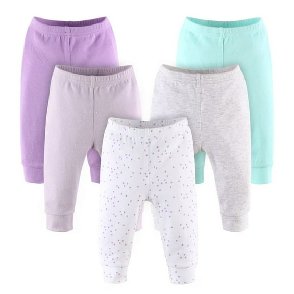 The Peanutshell Baby Boy or Baby Girl Pants Set, 5 Pack, Pastel