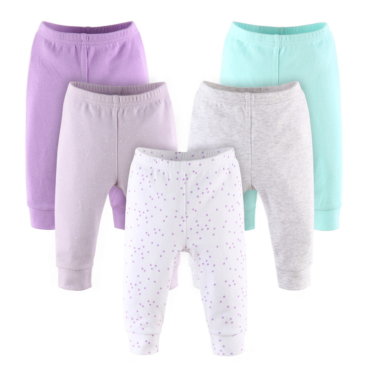 The Peanutshell 5 Pack Baby Pants Pastel Dot Print 3 6M