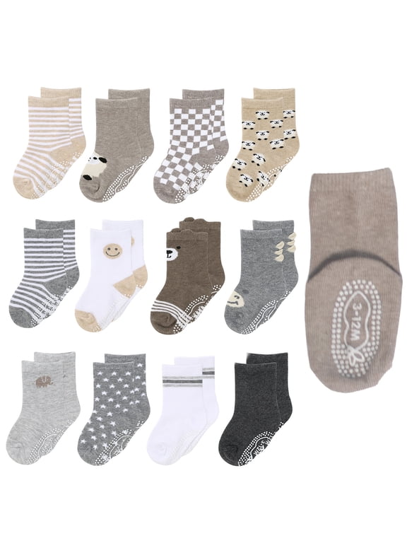 Baby Boys and Girls 12pk Organic Cotton Socks, Soothing Neutrals, 3-12 Months