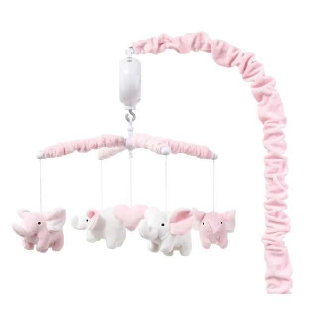 The Peanutshell Baby Crib Mobile for Girls, Pink Elephant, Musical