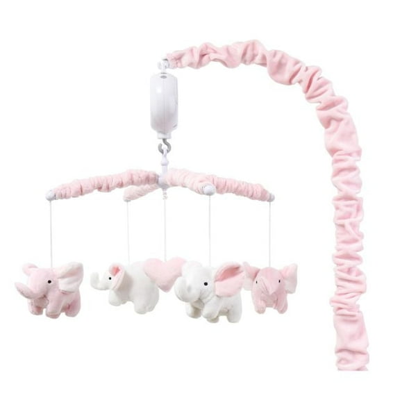 The Peanutshell Baby Crib Mobile for Girls, Pink Elephant, Musical