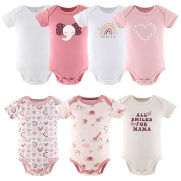 The Peanutshell Baby Girl Bodysuits, 7-Pack, Rainbow Safari