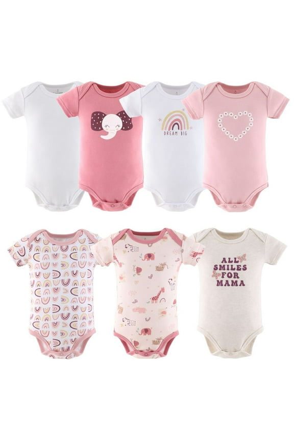 Baby Girl Bodysuits, 7-Pack, Rainbow Safari