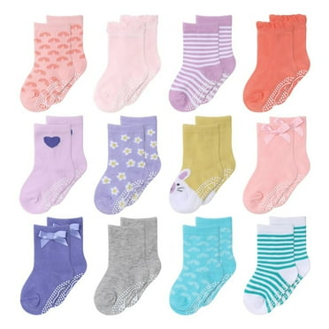 The Peanutshell Organic Baby Socks, Cotton Crew Socks for Girls 3 Months, Pastel, 12 Pairs