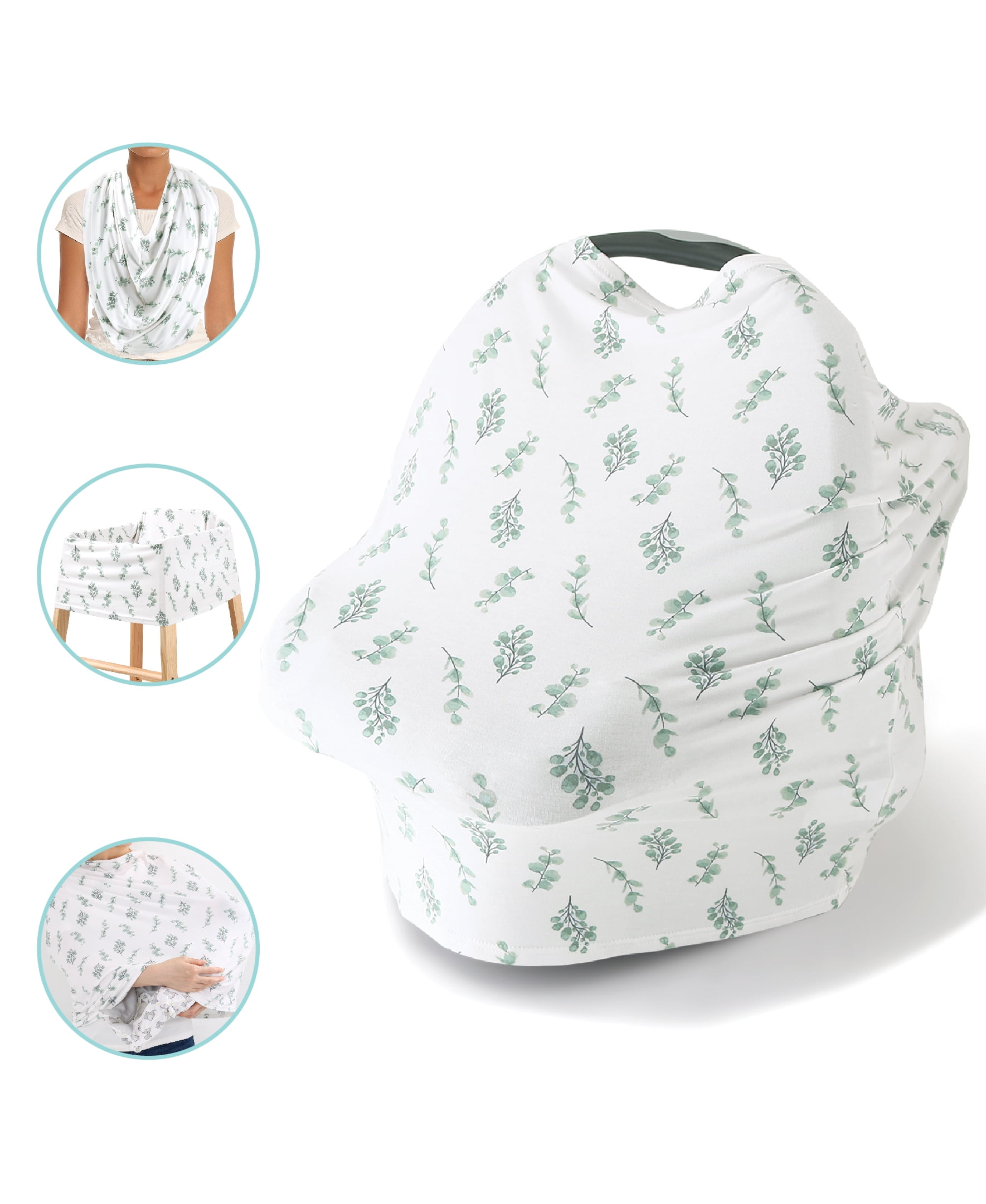 The Peanutshell Baby Nursing Cover Car Seat Canopy 6 in 1 Multiuse Eucalyptus