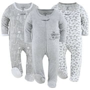 The Peanutshell Baby Sleep N Play Footed Pajamas for Boys or Girls, 3 Pack, Newborn to 9 Months