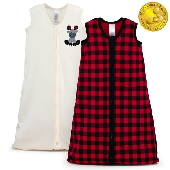 The Peanutshell Baby Sleep Sacks, Wearable Blankets for Boys or Girls, Red Buffalo Plaid, 0-6 Months, 2-Pack