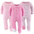 thumbnail image 1 of The Peanutshell Sleep n Play Floral Love Footed Pajamas for Baby Girls Set, 6-9 Months, 3-Pack, 1 of 6