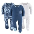thumbnail image 1 of The Peanutshell Baby Sleep n Play Footed Pajamas for Boys, Blue Camo, 3-Pack, 0-3 Months, 1 of 6