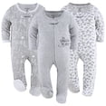 thumbnail image 1 of The Peanutshell Baby Sleep n Play Footed Pajamas for Boys or Girls, Grey Safari, 3 Pack, Newborn to 9 Months, 1 of 7
