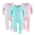 thumbnail image 1 of The Peanutshell Baby Sleep n Play Footed Pajamas for Girls, Pink Unicorn Rainbow, 3 Pack, Newborn to 9 Months, 1 of 8