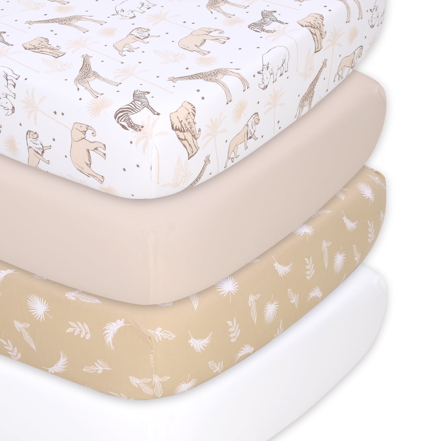 Organic Cotton Jersey Safari Animal Print Crib Sheets Set