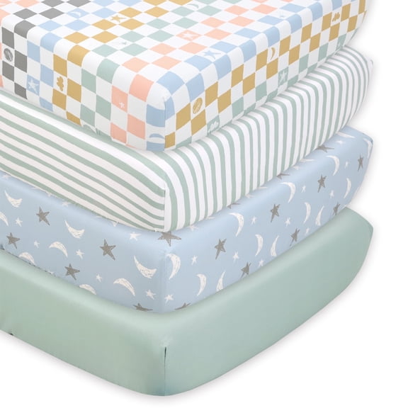 The Peanutshell Fitted Crib Sheets for Boys and Girls, Breathable and Soft Crib Mattress Sheets, 4 Pack