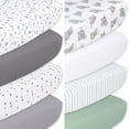 thumbnail image 1 of The Peanutshell Celestial Stars and Elephant Fitted Crib Sheets, Unisex 8-Pack Set, Grey, Green, 1 of 13