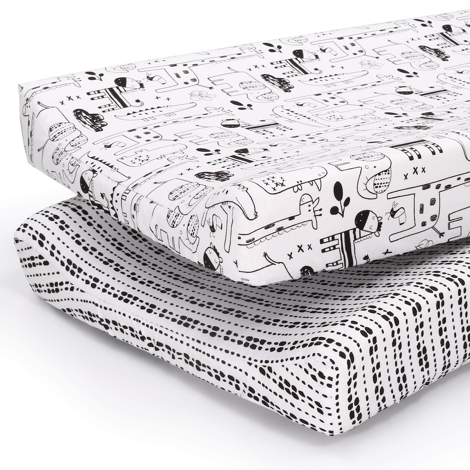 The Peanutshell Changing Pad Cover, 2 Pack, Black & White Tribal and