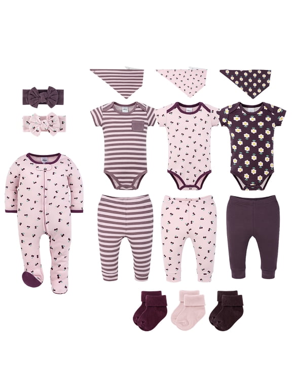 Cherry Charm 15-Piece Baby Girl Clothes Set, 0-3 Months