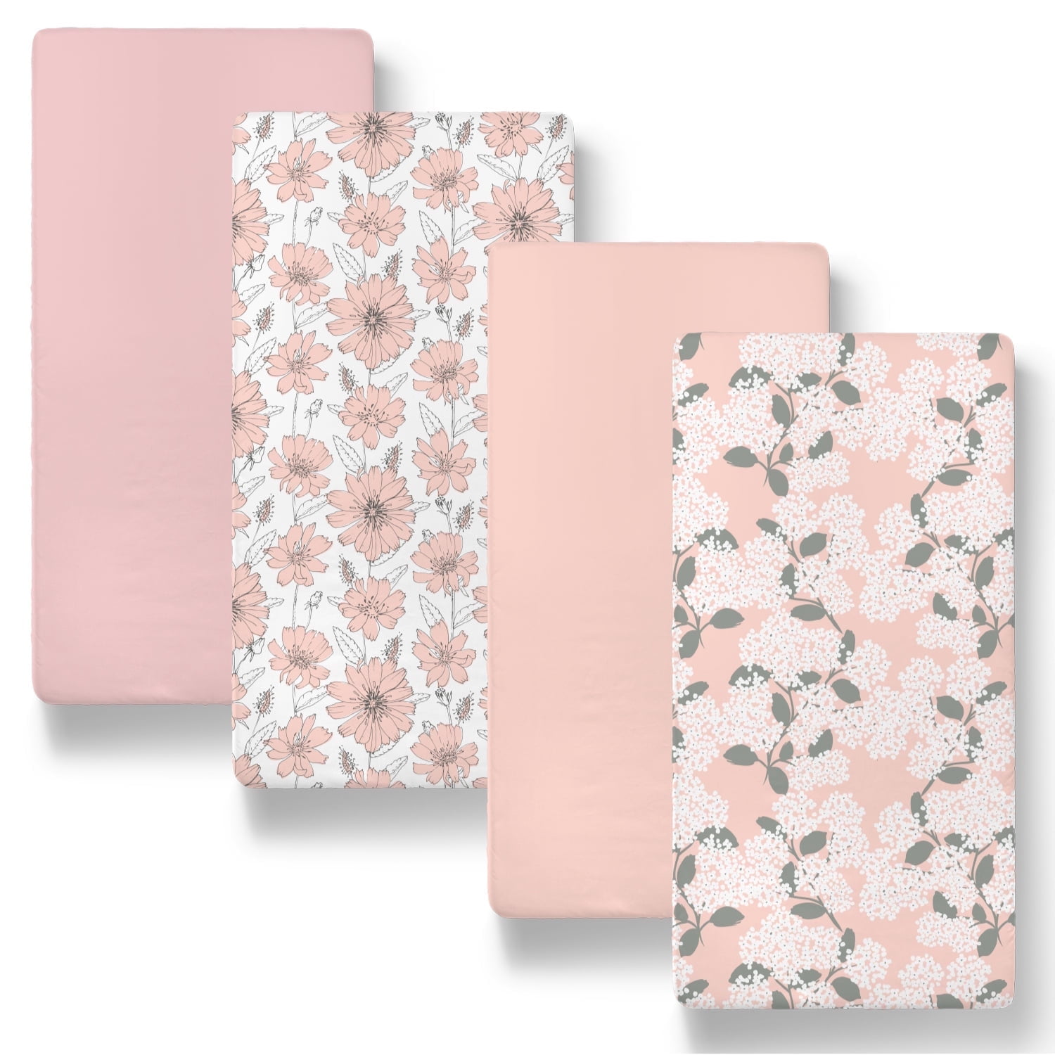 Organic Cotton Jersey Pink Floral Baby Bassinet Sheet Set