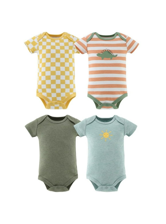 The Peanutshell Cozy Neutrals Baby Set Baby Bodysuit for 6-9 Months, 4-Pack