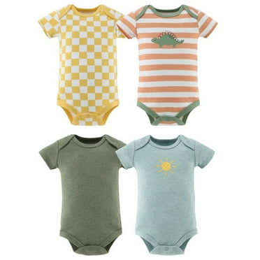 The Peanutshell Cozy Neutrals Baby Set Baby Bodysuit for Newborns, 4-Pack