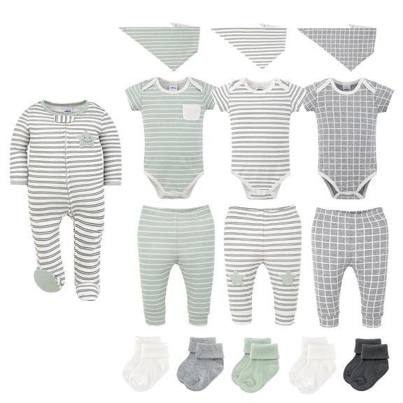 The Peanutshell Easy Basics 15-Piece Baby Boys and Girls Clothes Set, 0-3 Months
