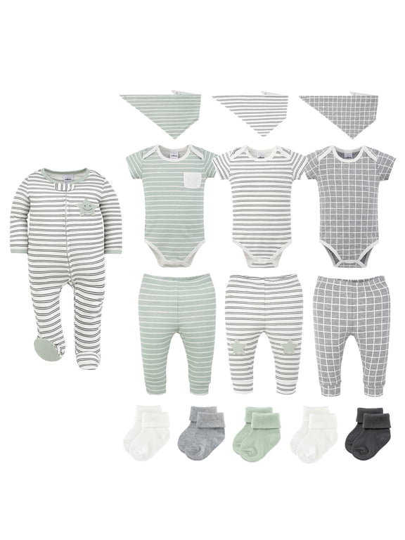 Easy Basics 15-Piece Baby Boys and Girls Clothes Set, 0-3 Months