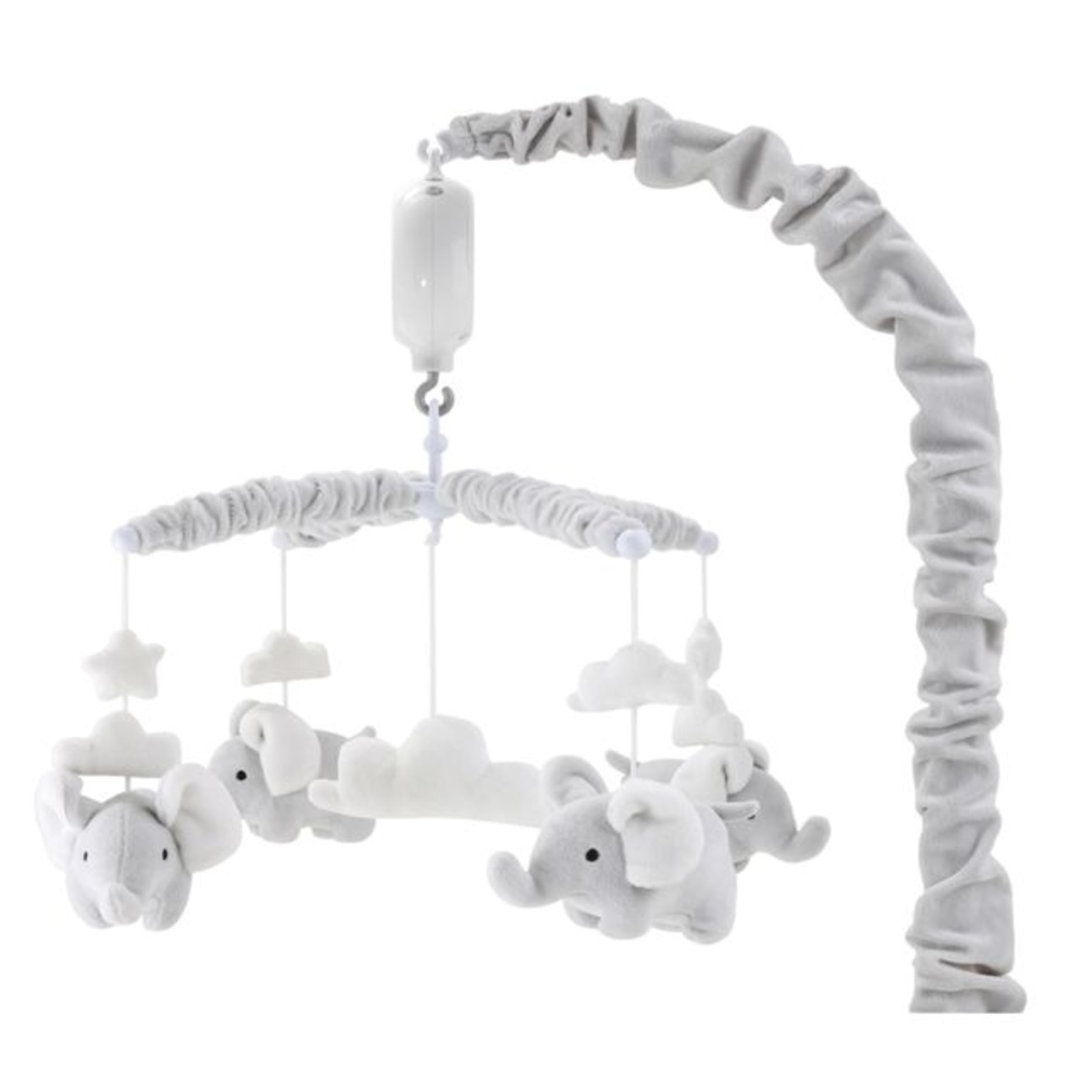 Grey Elephant Musical Crib Mobile with Clouds and Stars