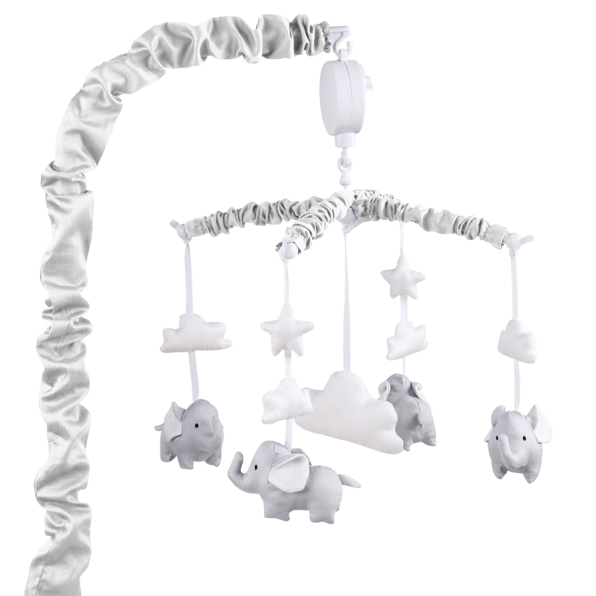 Grey Elephant Musical Crib Mobile with Clouds and Stars