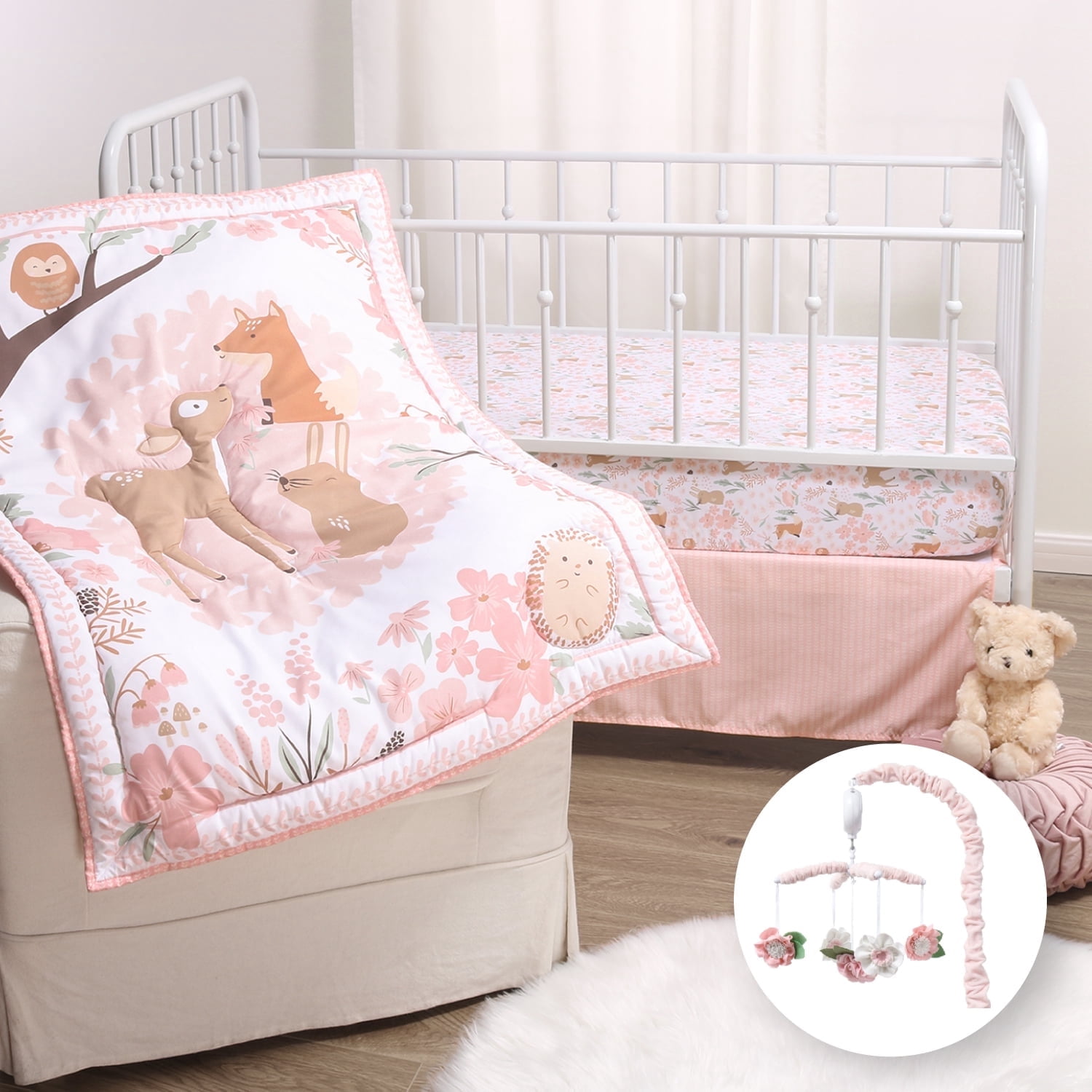 The Peanutshell Fairytale Forest 4 Piece Baby Nursery Crib Bedding Set ...
