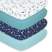 The Peanutshell Fitted Crib Sheet Set, Space, 4 Pack