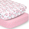 The Peanutshell Fitted Crib Sheet Set for Baby Girls, Pink Roses, Ditsy