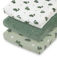 thumbnail image 1 of The Peanutshell Green Dino Plush Baby Changing Pad Covers for Newborns, 3-Pack, 1 of 6