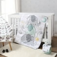 The Peanutshell 5 Piece Elephant Dreams Crib Bedding Set, Grey and Mint for Boys and Girls