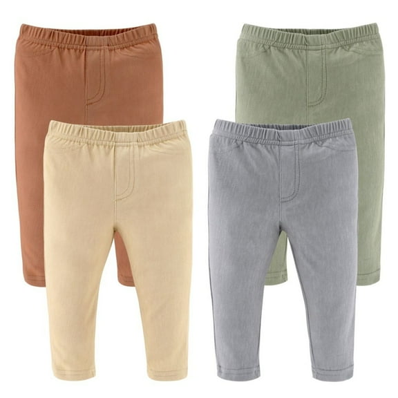 The Peanutshell Jean Jeggings Neutral Design for Baby Boys and Baby Girls 3-6 Months, 4-Pack